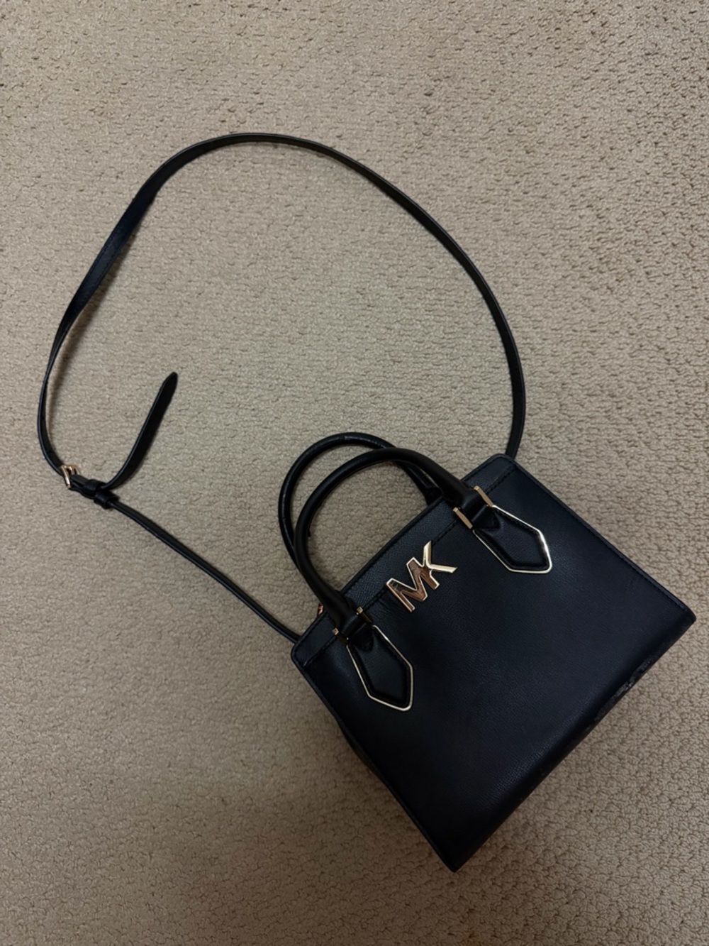 Michael Kors Black Satchel with Gold MK Accent